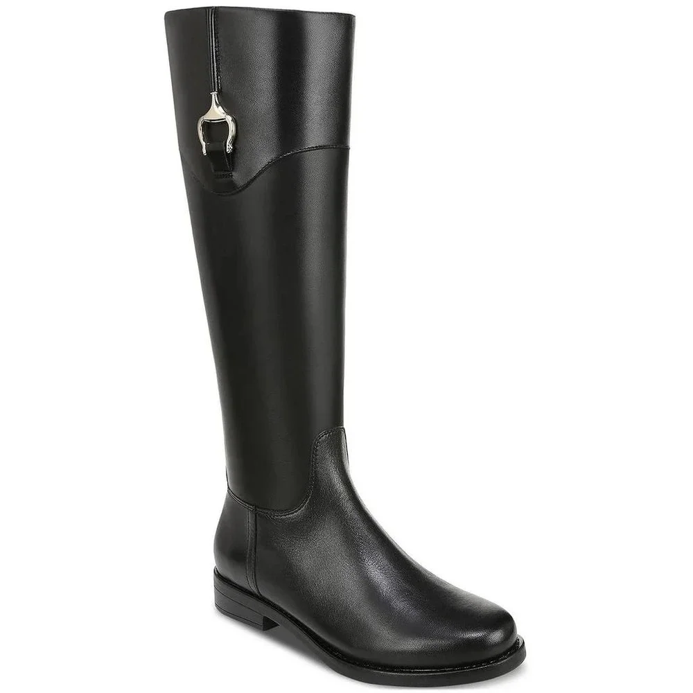 Gianni Bernini Tall Boot Black Leather Women's Size 5M Riding Style